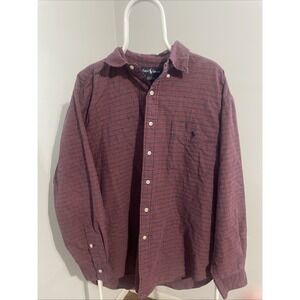 Ralph Lauren Big Shirt Plaid Cotton Button-Down Men's Long Sleeve Size Large